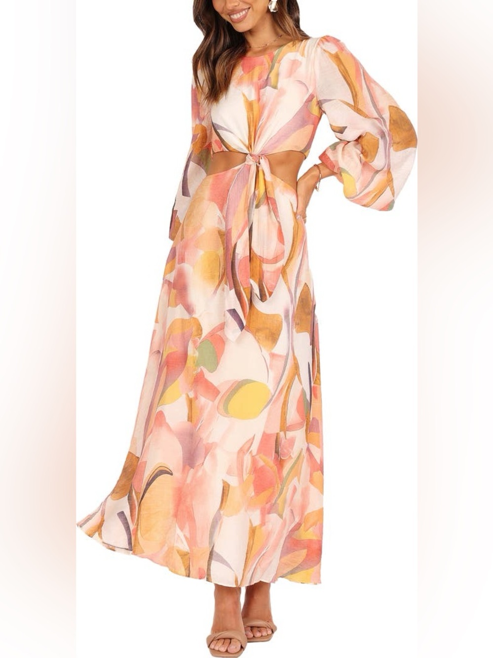 Petal & Pup Laquin Cutout Long Sleeve Maxi Dress